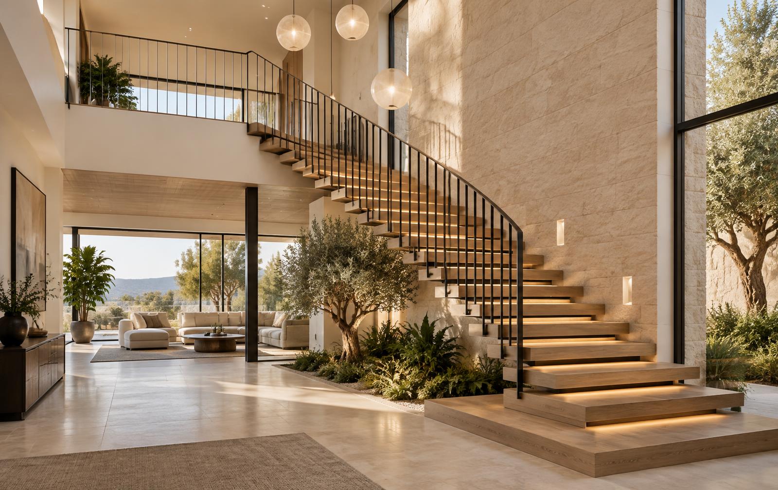Custom black interior staircase railing